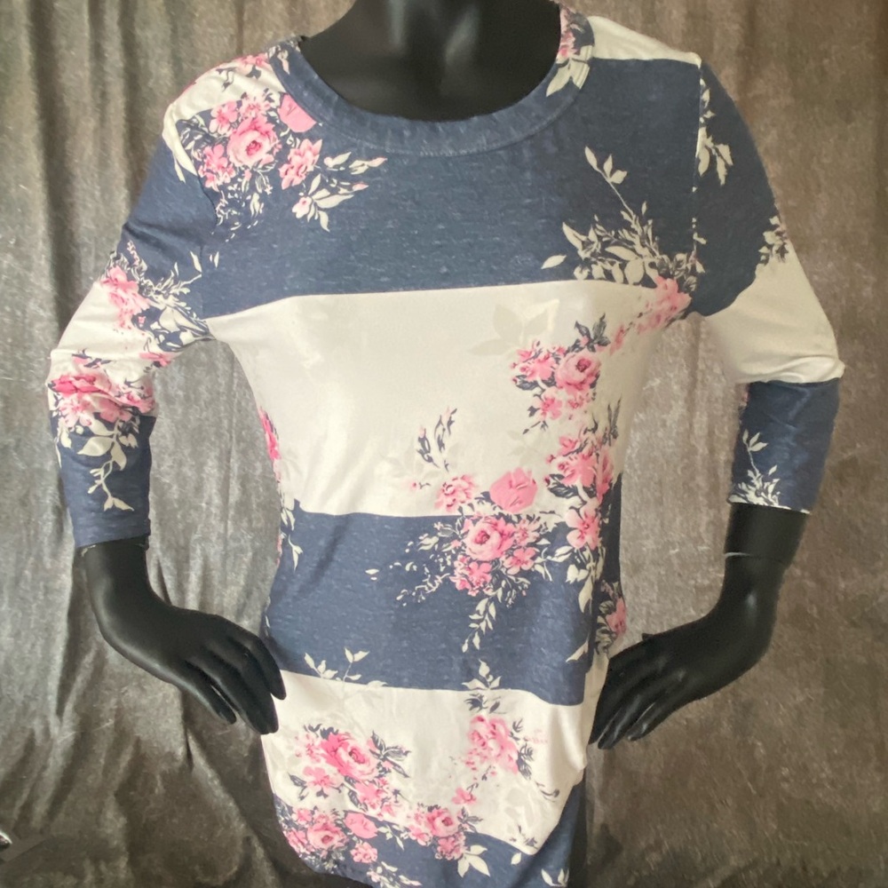 Floral/Striped, Casual Top